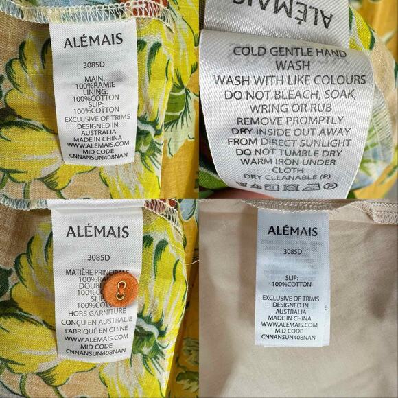 ALEMAIS Hotel Lamu Spliced Floral Shirt Midi Dress Size US 6 AU 10 - Picture 9 of 14